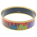 Hermes Enamel Bangle GM les Sangles Gold Multicolor Bracelet — view 2