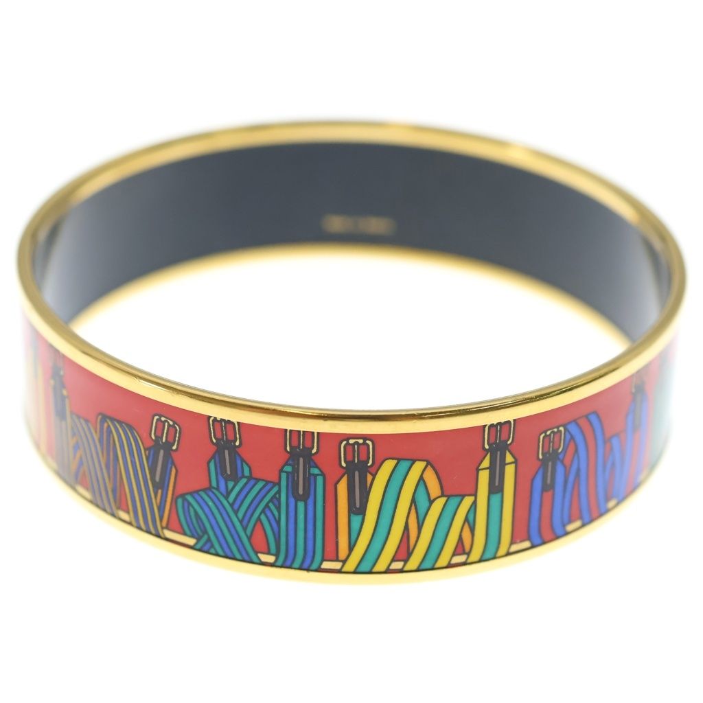 Hermes Enamel Bangle GM les Sangles Gold Multicolor Bracelet — view 2