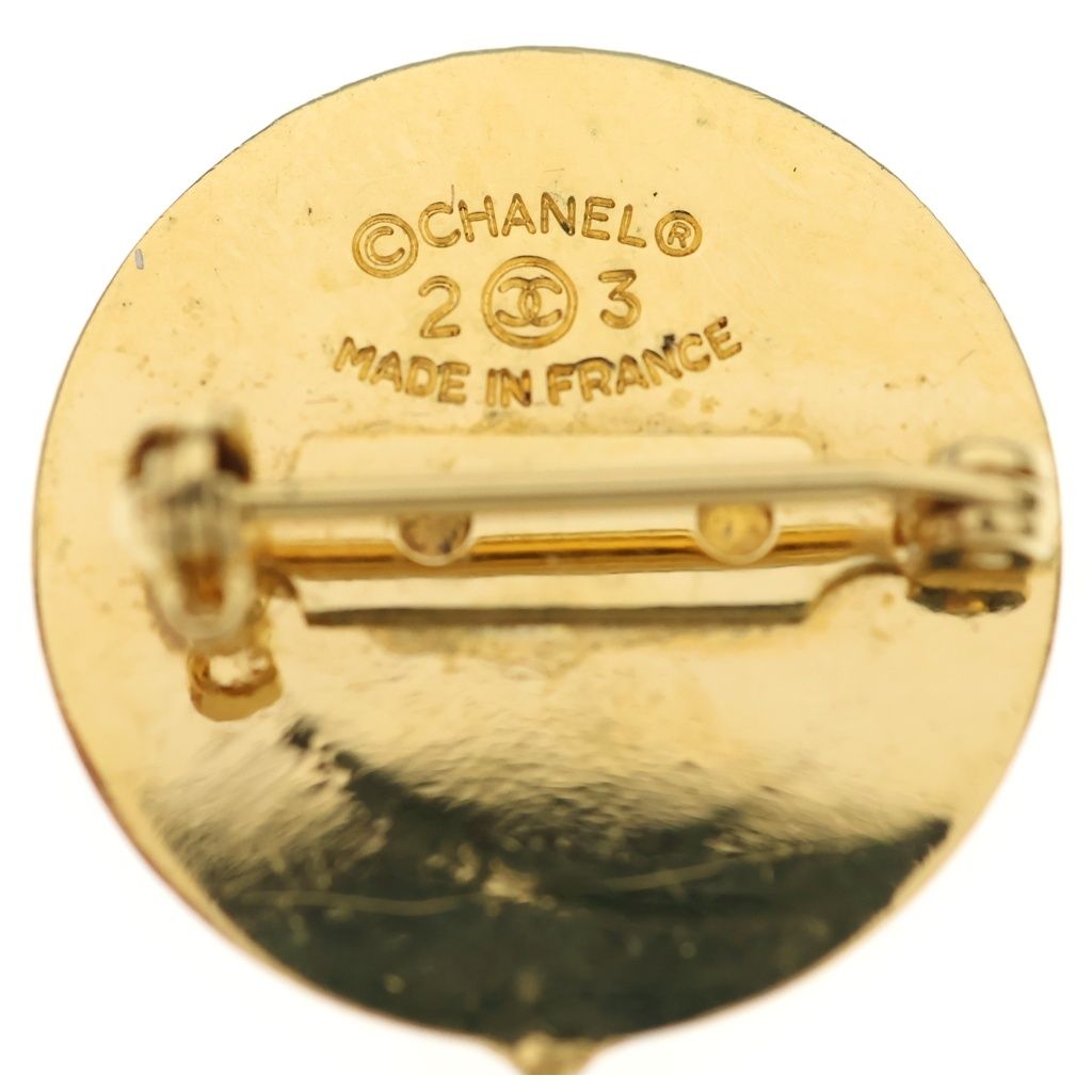 Chanel Quilted CC Logo Bag Motif Pin Badge Brooch Gold — view 6