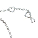Dior Logo Rhinestone Heart Pendant Chain Silver — view 5