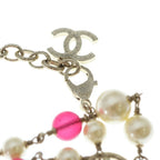 Chanel CC Logo Double Strand Pearl Beads Pendant White Gold Pink — view 4