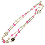 Chanel CC Logo Double Strand Pearl Beads Pendant White Gold Pink — view 2