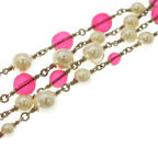 Chanel CC Logo Double Strand Pearl Beads Pendant White Gold Pink — view 6