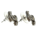 Chanel CC Logo Rhinestone Earrings Silver — view 4