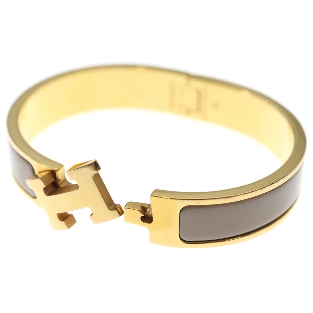 Hermes Clic Clac Bracelet Bangle Beige Gold — view 6