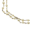 Chanel CC Logo Double Strand Pearl Pendant Chain White Gold