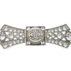 Chanel CC Logo Rhinestone Ribbon Choker Necklace Silver — view 3