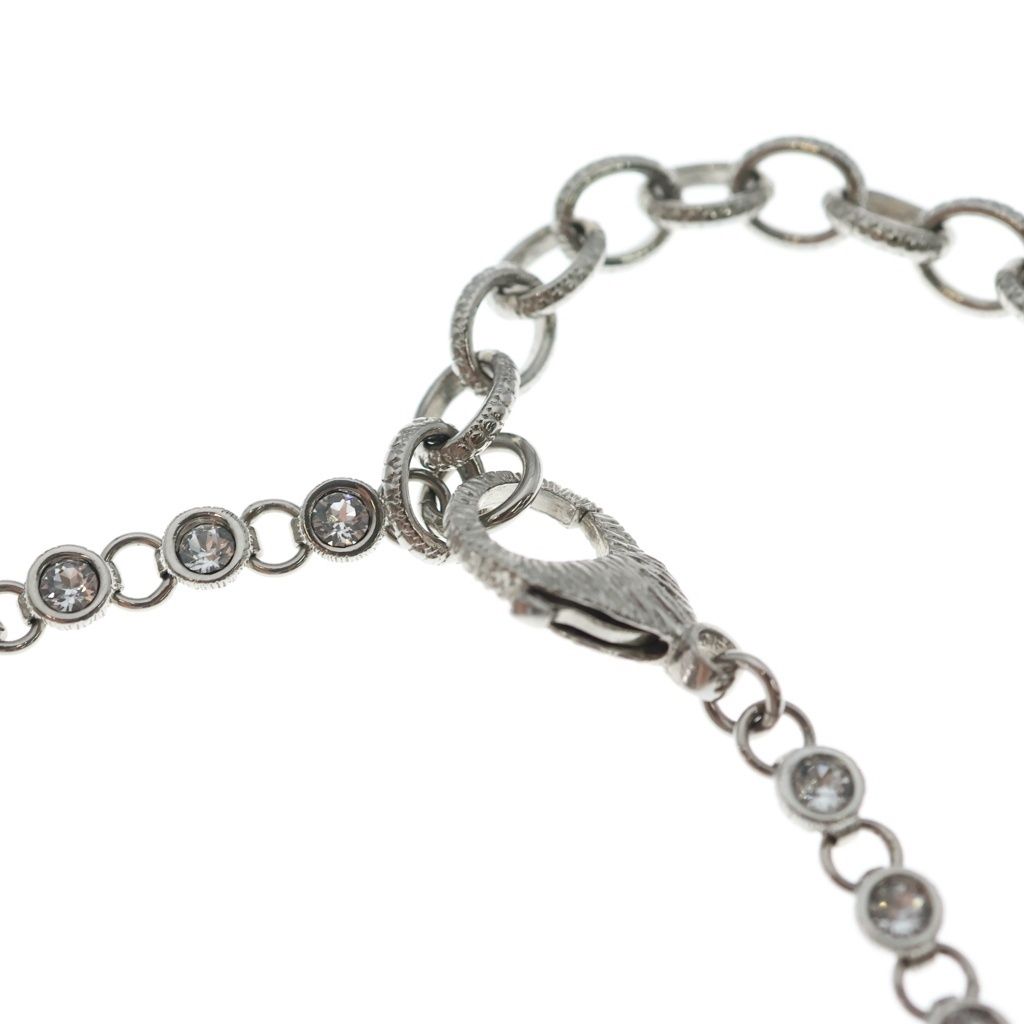 Chanel CC Logo Rhinestone Ribbon Choker Necklace Silver — view 4