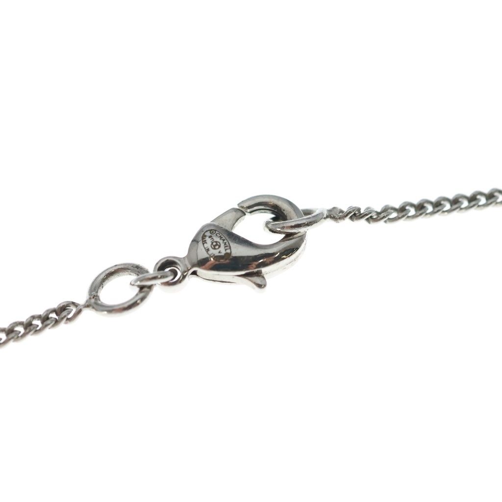 Chanel CC Logo Rhinestone Pendant Chain Silver — view 4