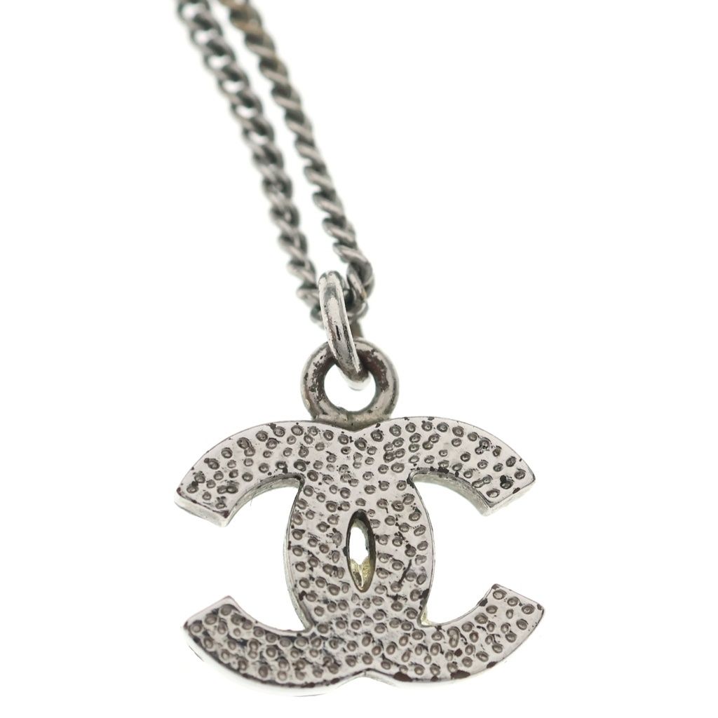 Chanel CC Logo Rhinestone Pendant Chain Silver — view 5