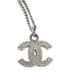 Chanel CC Logo Rhinestone Pendant Chain Silver — view 5