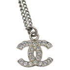Chanel CC Logo Rhinestone Pendant Chain Silver — view 3