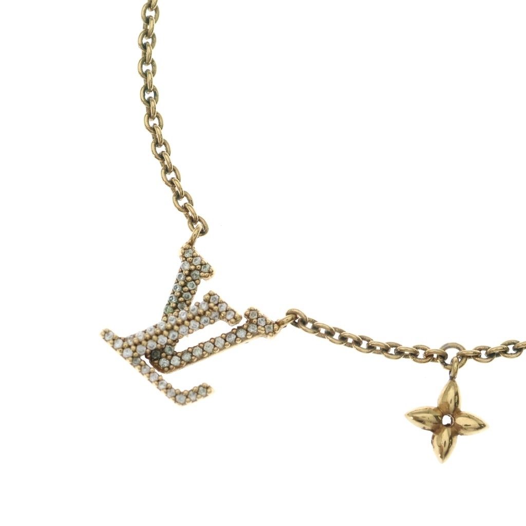 Louis Vuitton LV Iconic Necklace Rhinestone Gold Plated