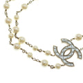 Chanel CC Logo Pearl Pendant Chain White Gold