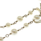 Chanel CC Logo Pearl Pendant Chain White Gold — view 4