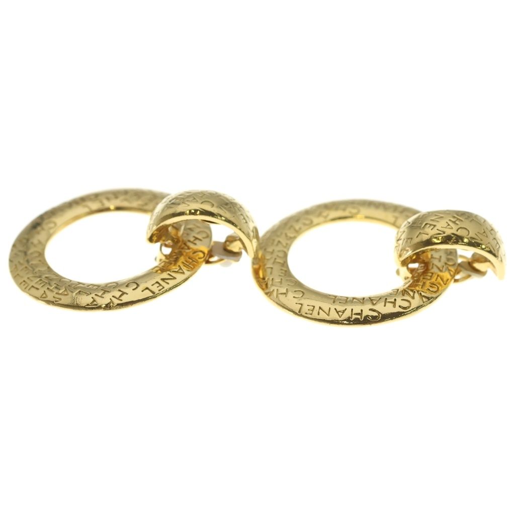 Chanel Motif Big Hoop Earrings Gold — view 3