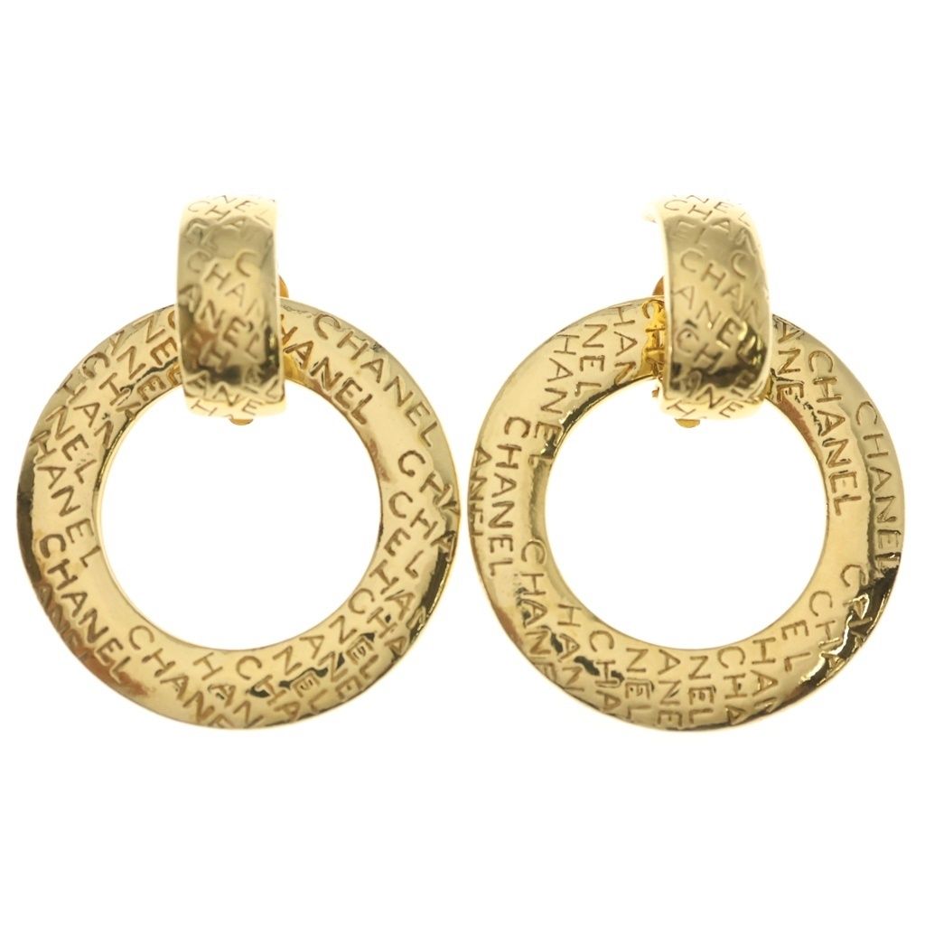 Chanel Motif Big Hoop Earrings Gold