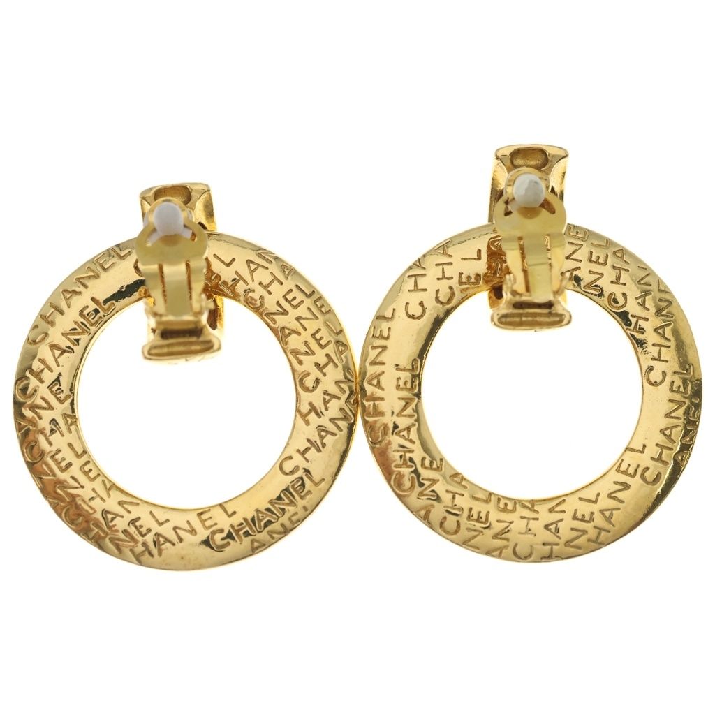Chanel Motif Big Hoop Earrings Gold — view 2