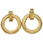 Chanel Motif Big Hoop Earrings Gold — view 2