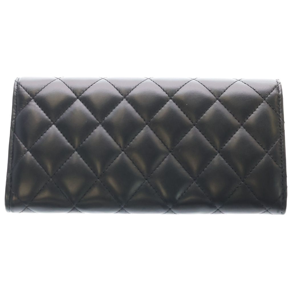 Chanel Quilted Bifold Wallet Card Case Black Lambskin Silver — view 2