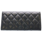Chanel Quilted Bifold Wallet Card Case Black Lambskin Silver — view 2