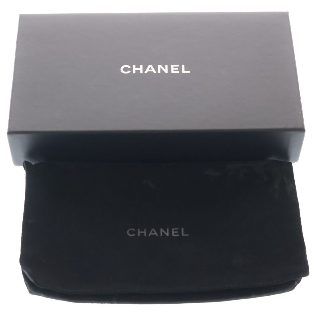 Chanel Quilted Bifold Wallet Card Case Black Lambskin Silver — view 6