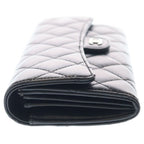 Chanel Quilted Bifold Wallet Card Case Black Lambskin Silver — view 3
