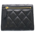 Chanel Quilted Trifold Wallet Compact Coin Case Black Lambskin Gold — view 2