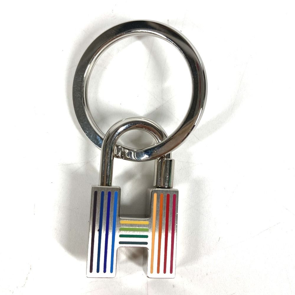 Hermes Charm Cadena Quiz Rainbow Metal Silver Keychain