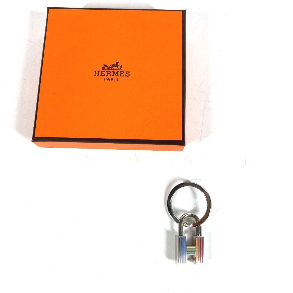 Hermes Charm Cadena Quiz Rainbow Metal Silver Keychain — view 8