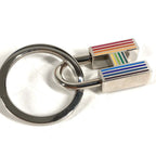 Hermes Charm Cadena Quiz Rainbow Metal Silver Keychain — view 4