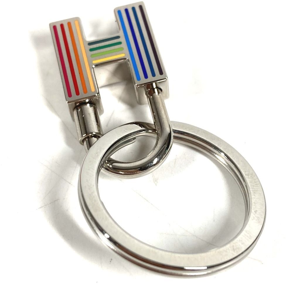 Hermes Charm Cadena Quiz Rainbow Metal Silver Keychain — view 3