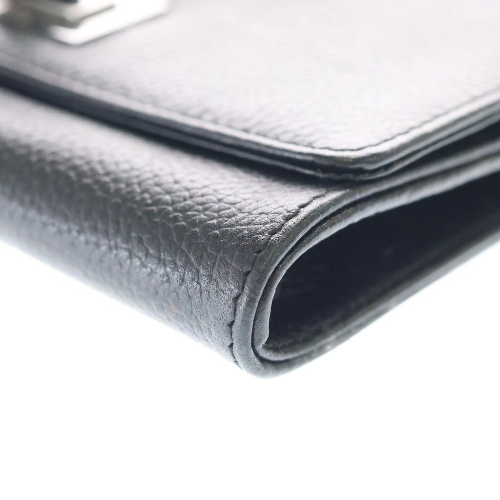 Chanel Turnlock Wallet Card Case Black Caviar Leather Silver — view 6
