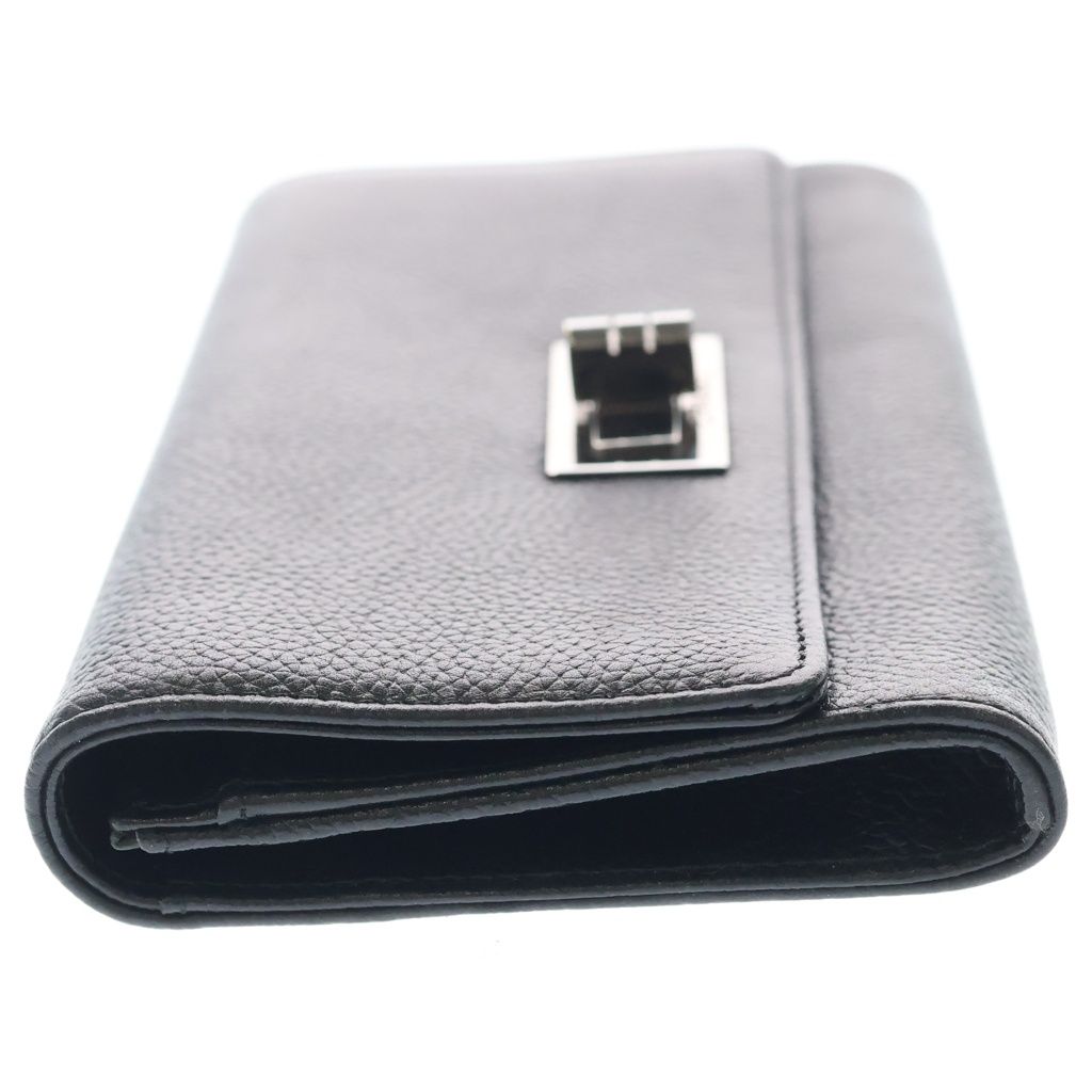Chanel Turnlock Wallet Card Case Black Caviar Leather Silver — view 3