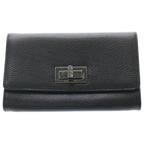 Chanel Turnlock Wallet Card Case Black Caviar Leather Silver