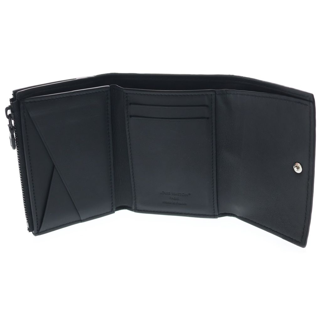Louis Vuitton Monogram Shadow Victor Wallet Leather Trifold Compact Noir Black — view 4