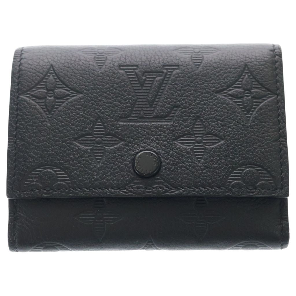 Louis Vuitton Monogram Shadow Victor Wallet Leather Trifold Compact Noir Black