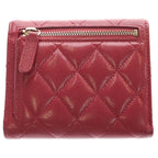 Chanel Quilted Bifold Wallet Compact Coin Case Caviar Leather Red Gold — view 2