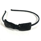 Chanel Headband Ribbon Logo CC Rhinestone Canvas Black