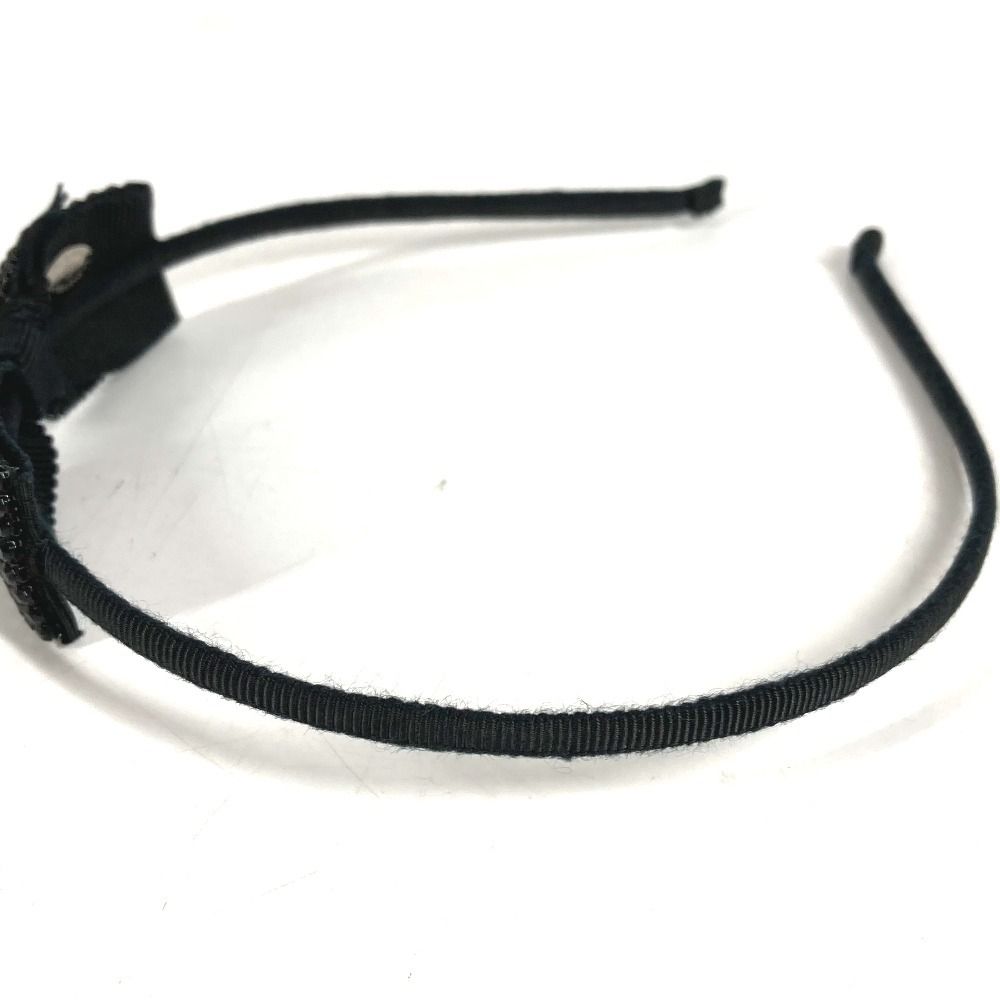 Chanel Headband Ribbon Logo CC Rhinestone Canvas Black — view 2