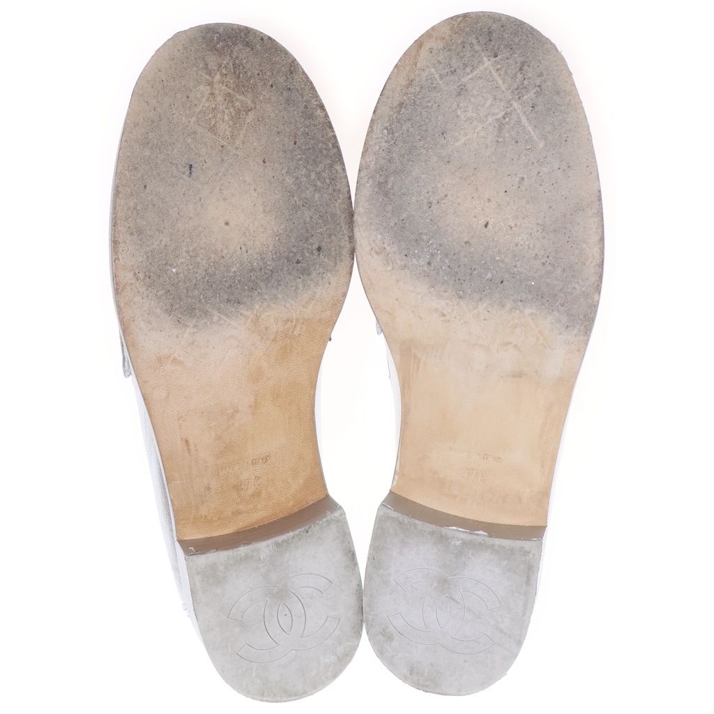 Chanel CC Logo Camellia Metallic Cles the Low Cut Shoes Loafers Silver — view 5