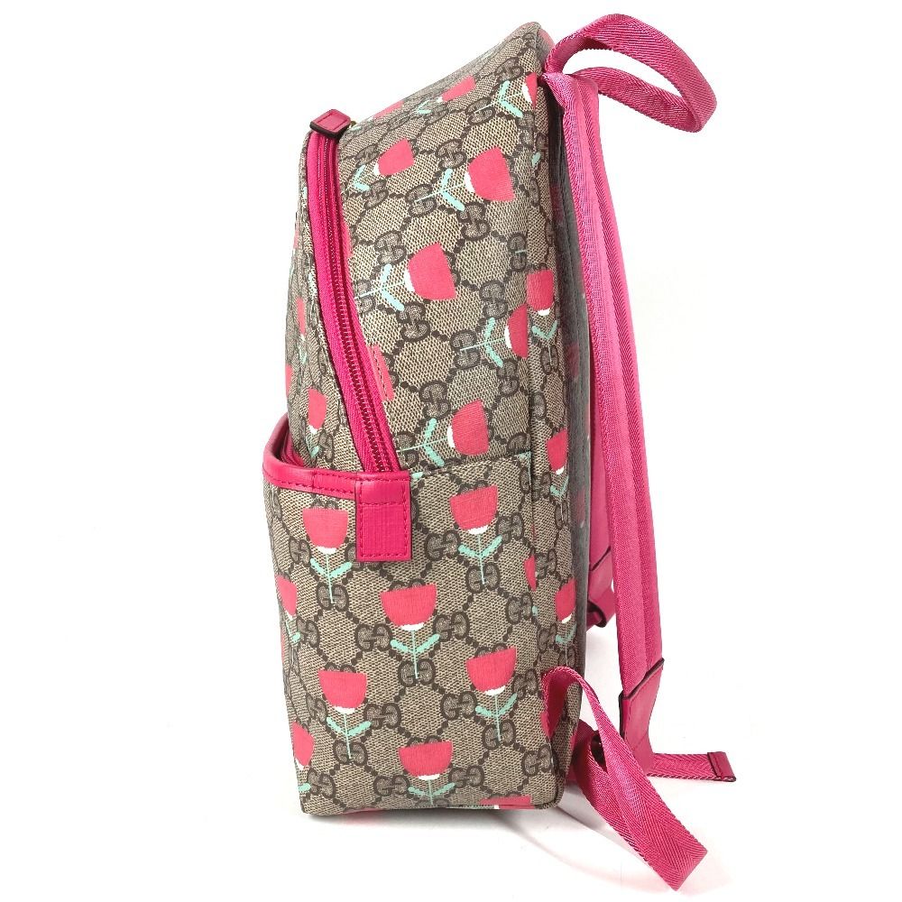 Gucci Backpack Logo Flower Tulip GG Supreme Canvas Beige — view 3