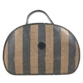 Fendi Handbag Pecan Logo Leather Khaki
