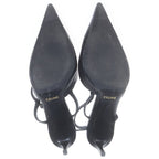 Celine Trionphe Slingback Heels in Lizard in Nude Triomphe Sling Back Black — view 5