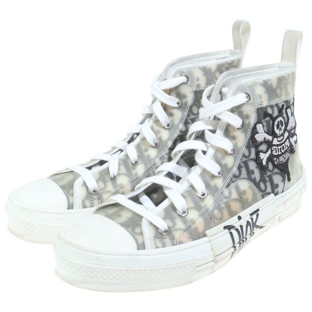 Dior Shawn Stussy High Top Sneaker Noir Oblique Pattern Cut Sneakers Gray — view 2