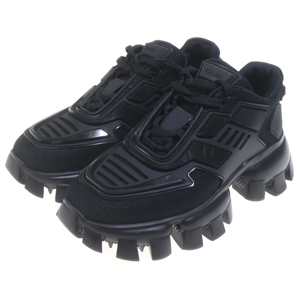 Prada Cloudbust Thunder Knit Fabric Sneakers Low Cut Shoes Black — view 2