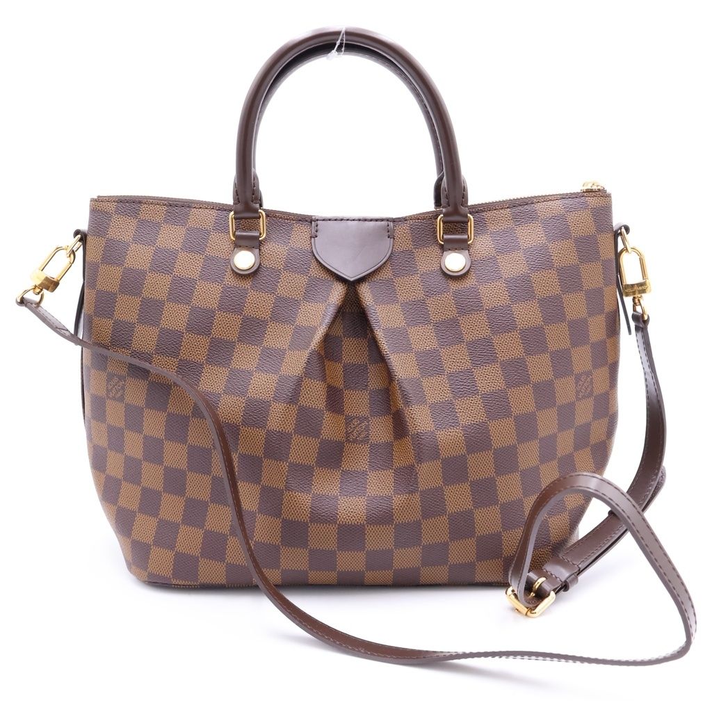 Louis Vuitton Damier Ebene Sienna MM Leather 2-Way Shoulder Bag Tote Brown — view 2