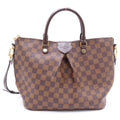 Louis Vuitton Damier Ebene Sienna MM Leather 2-Way Shoulder Bag Tote Brown
