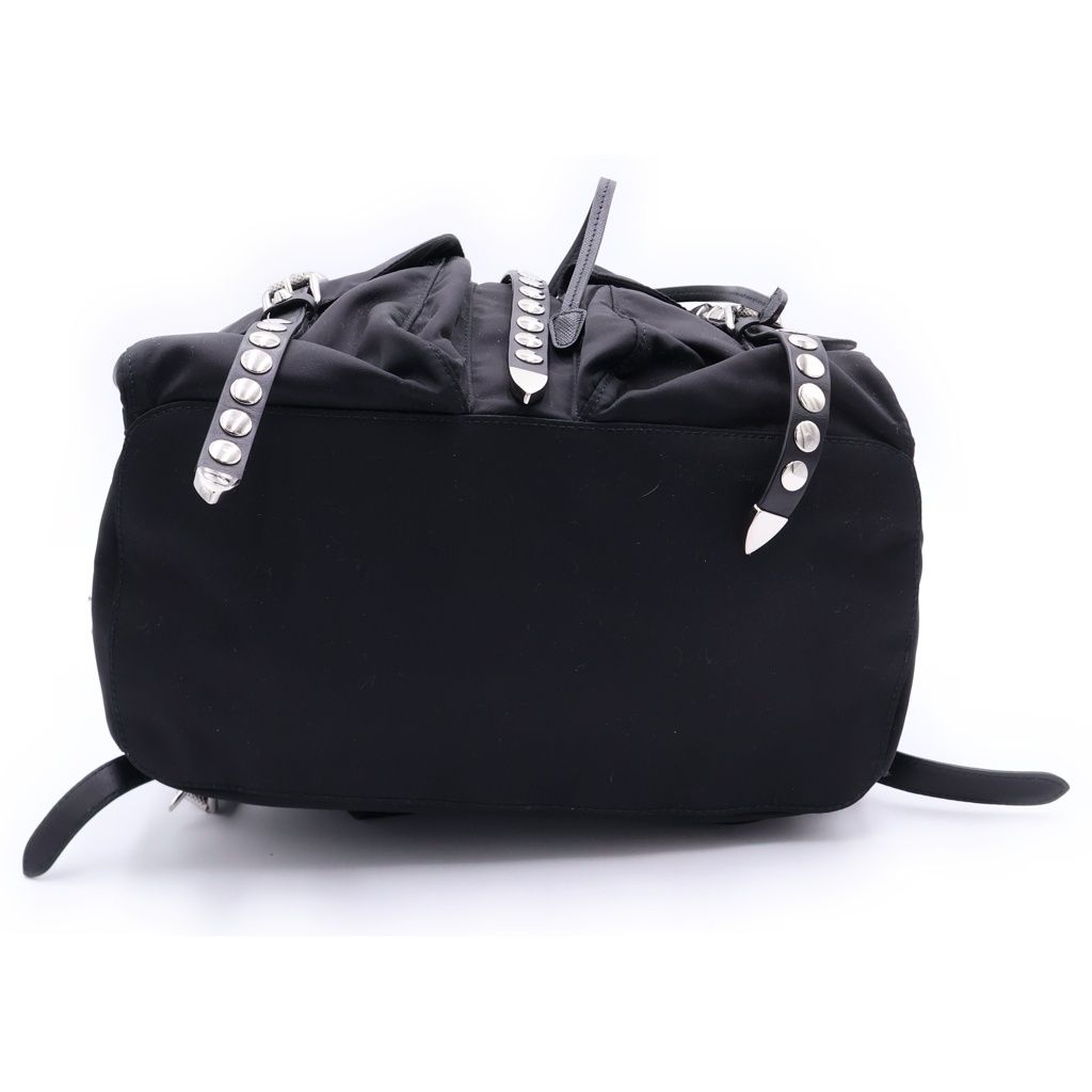 Prada Studded Tessuto Nylon Silver Backpack Black — view 4