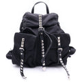 Prada Studded Tessuto Nylon Silver Backpack Black